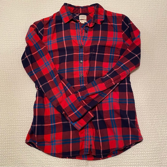 J. Crew | red and blue plaid button down - Picture 2 of 4